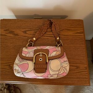 Coach Pink and Tan Shoulder Bag